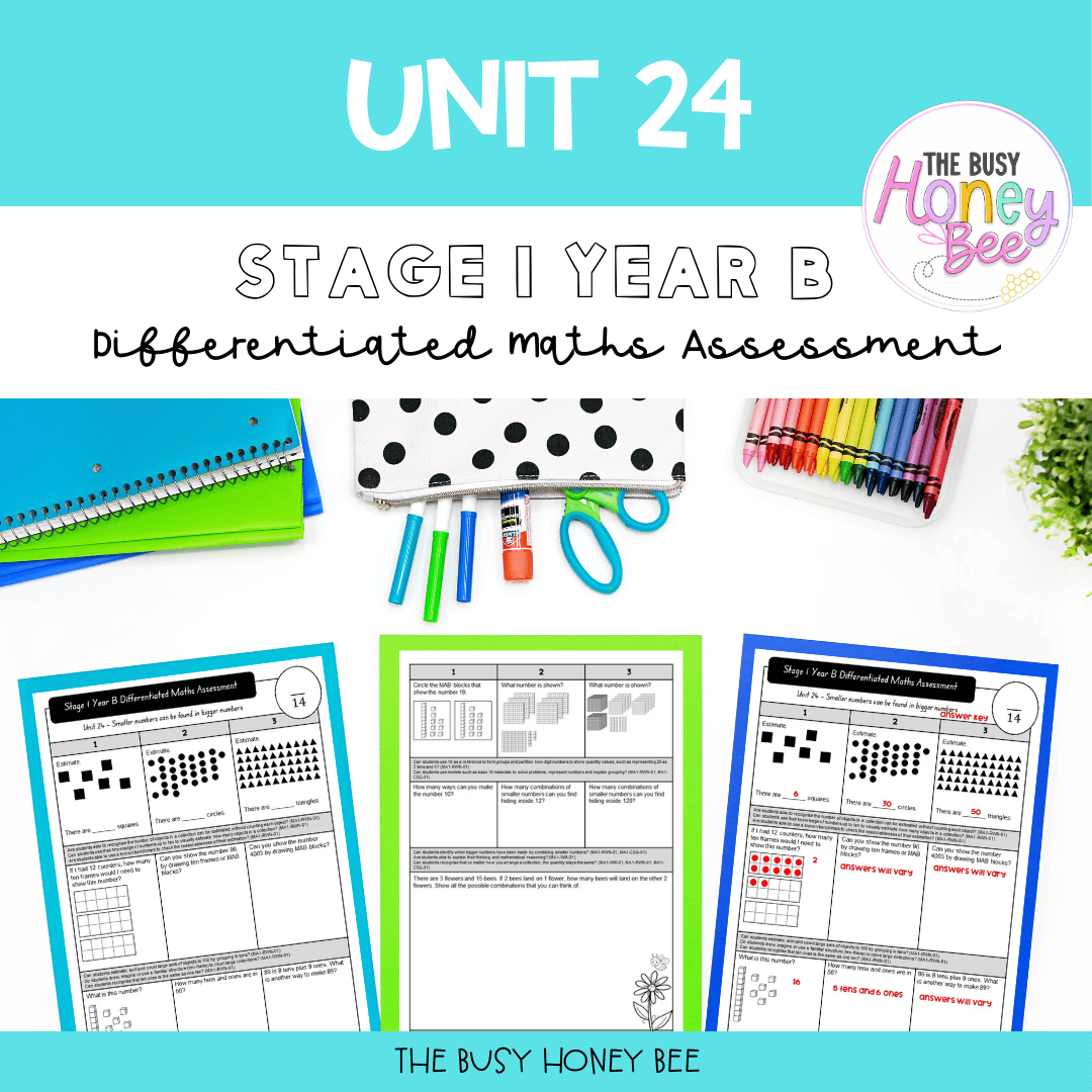Stage 1 Year B Term 1 Differentiated Maths Assessment Bundle - Assessment