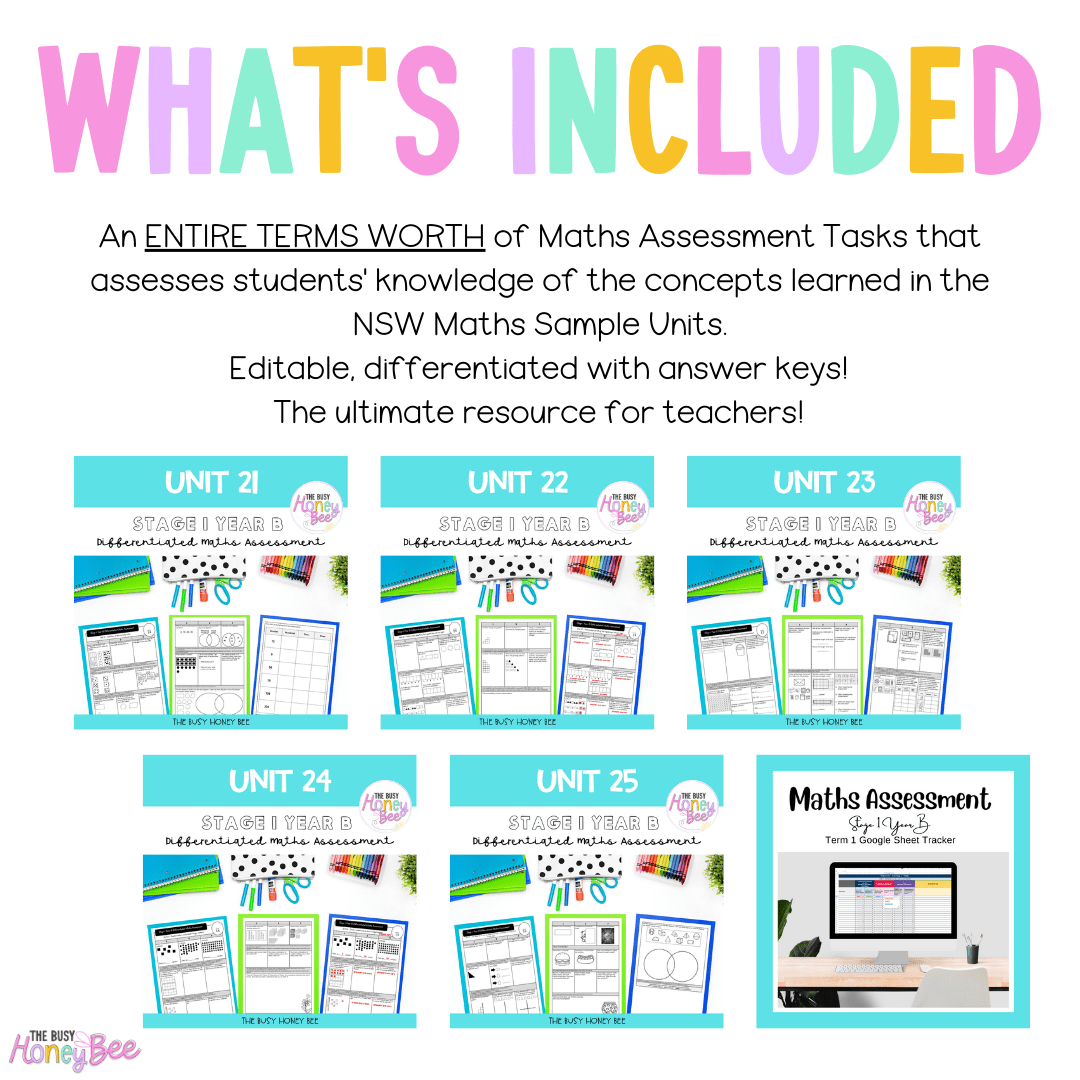 Stage 1 Year B Term 1 Differentiated Maths Assessment Bundle - Assessment