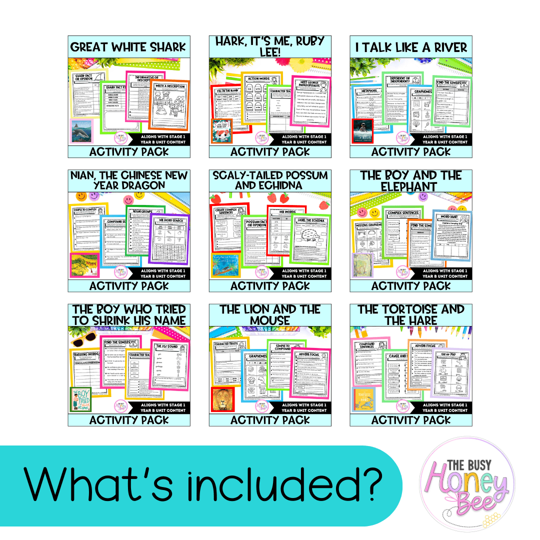 Stage 1 Year B Term 2 English Activity Packs Mega Bundle -