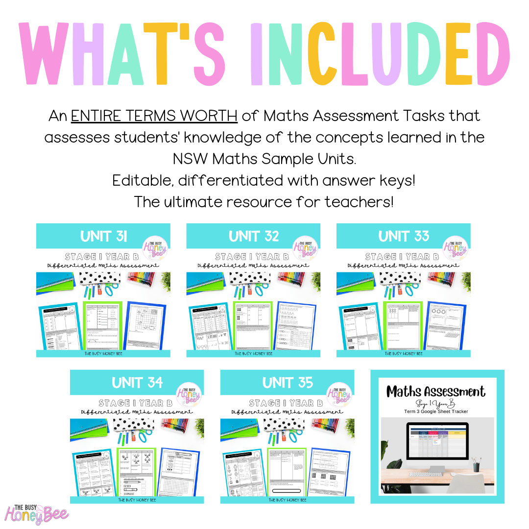 Stage 1 Year B Term 3 Differentiated Maths Assessment Bundle - Assessment
