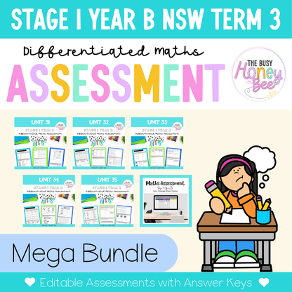 Stage 1 Year B Term 3 Differentiated Maths Assessment Bundle - Assessment