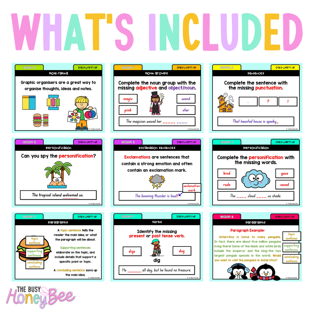 Stage 1 Year B Ultimate English Australian | NSW English Daily Review | Warm-Up Mega Bundle - Warm Up | Revision