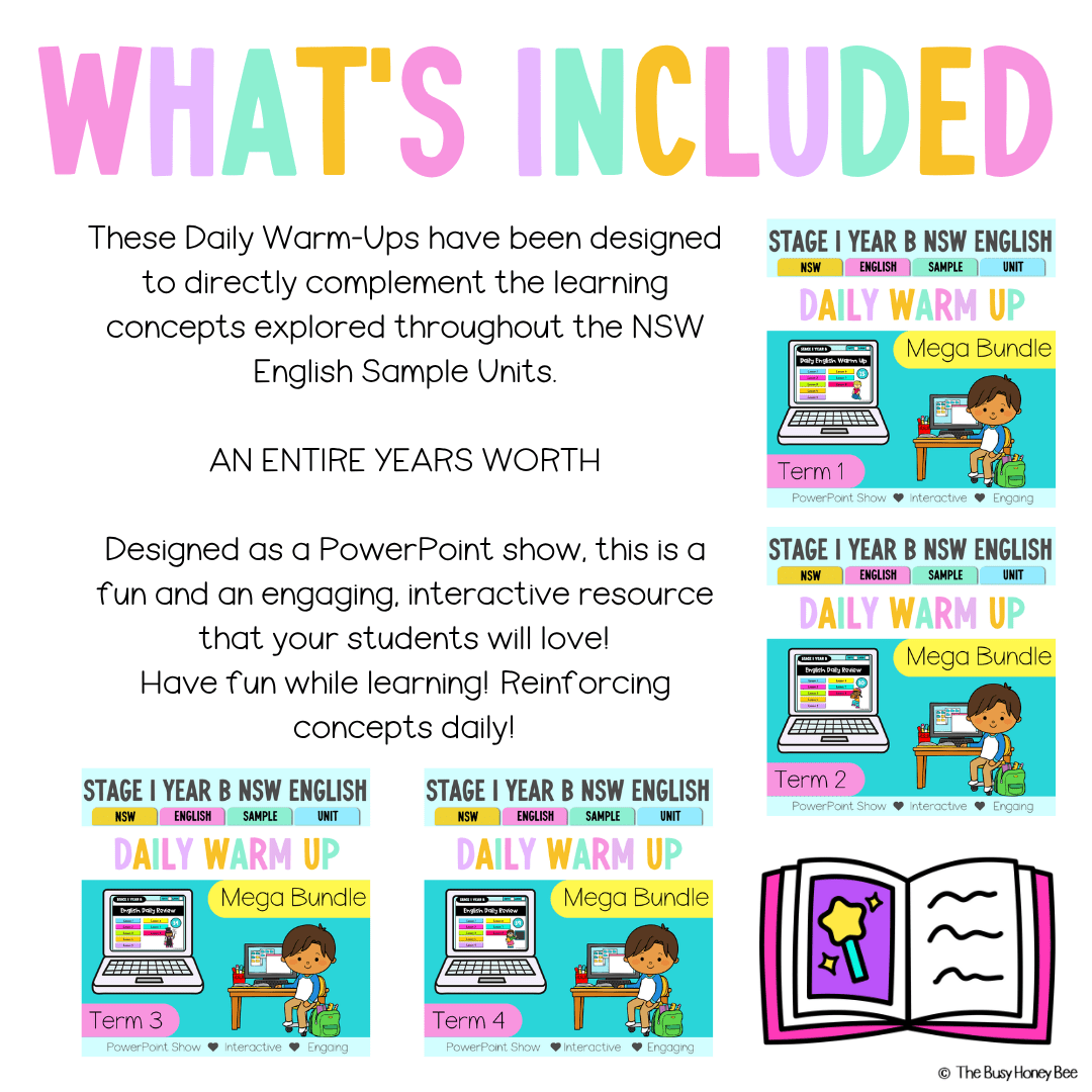 Stage 1 Year B Ultimate English Australian | NSW English Daily Review | Warm-Up Mega Bundle - Warm Up | Revision