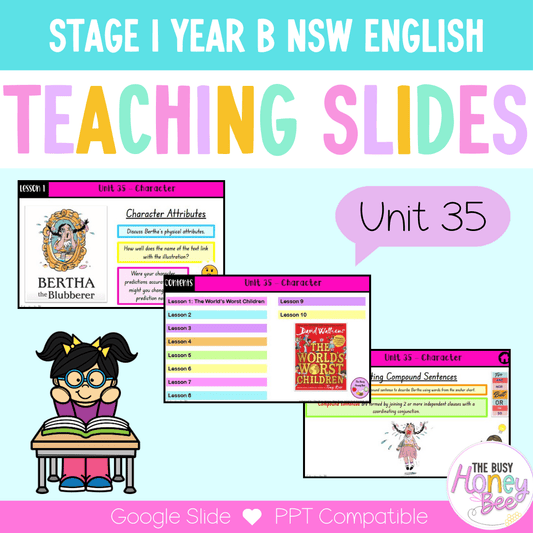 Stage 1 Year B Unit 35 NSW Character English Teaching Slides - Teaching Slides