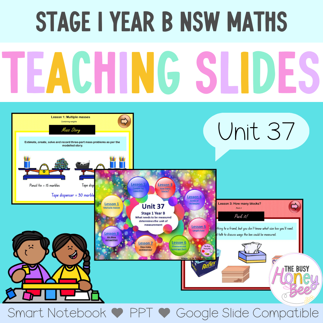 Stage 1 Year B Unit 37 NSW Maths Teaching Slides - Zip Folder: Smart Notebook, PowerPoint, Google Slide Compatible