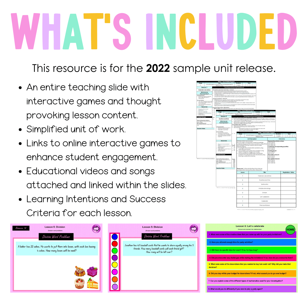 Stage 1 Year B Unit 40 NSW Maths Teaching Slides 2022 - Teaching Slides
