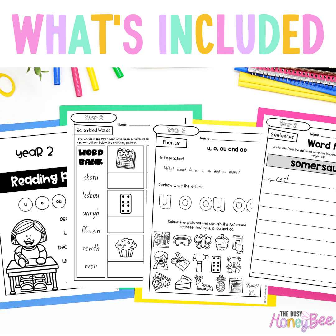 Stage 1 Year B - Year 2 Reading Pod 22 - u, oo, o, ou - Teaching Bundle