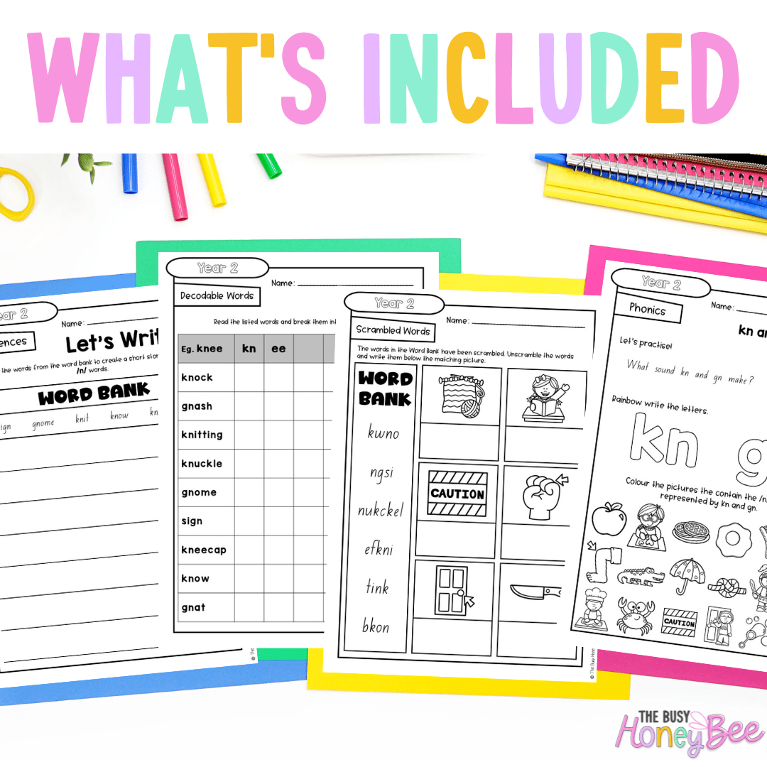 Stage 1 Year B - Year 2 Reading Pod 25 - kn, gn - Teaching Bundle