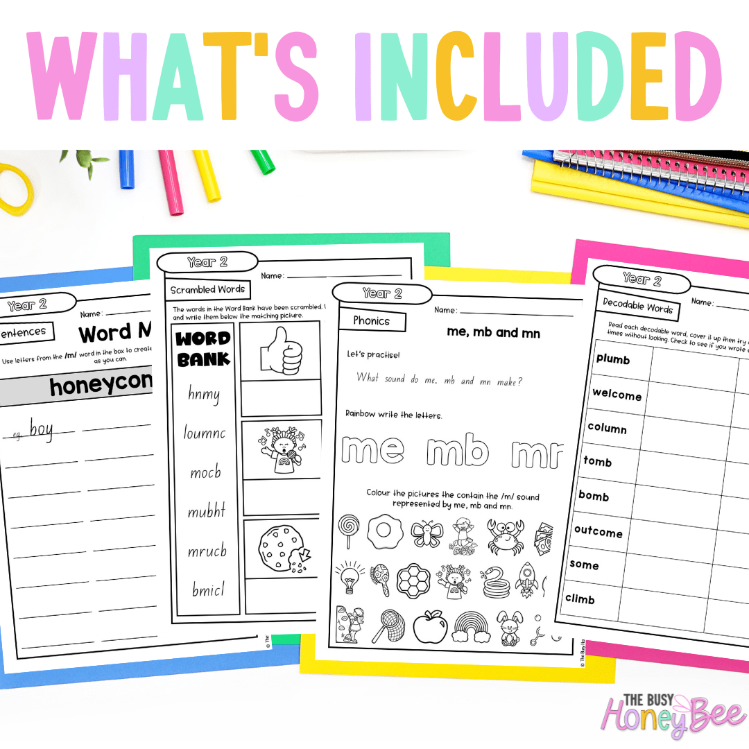 Stage 1 Year B - Year 2 Reading Pod 26 - me, mb, mn - Teaching Bundle