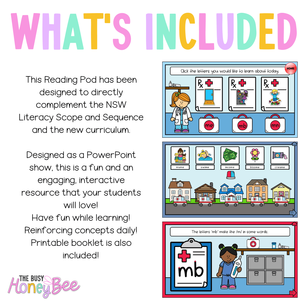 Stage 1 Year B - Year 2 Reading Pod 26 - me, mb, mn - Teaching Bundle