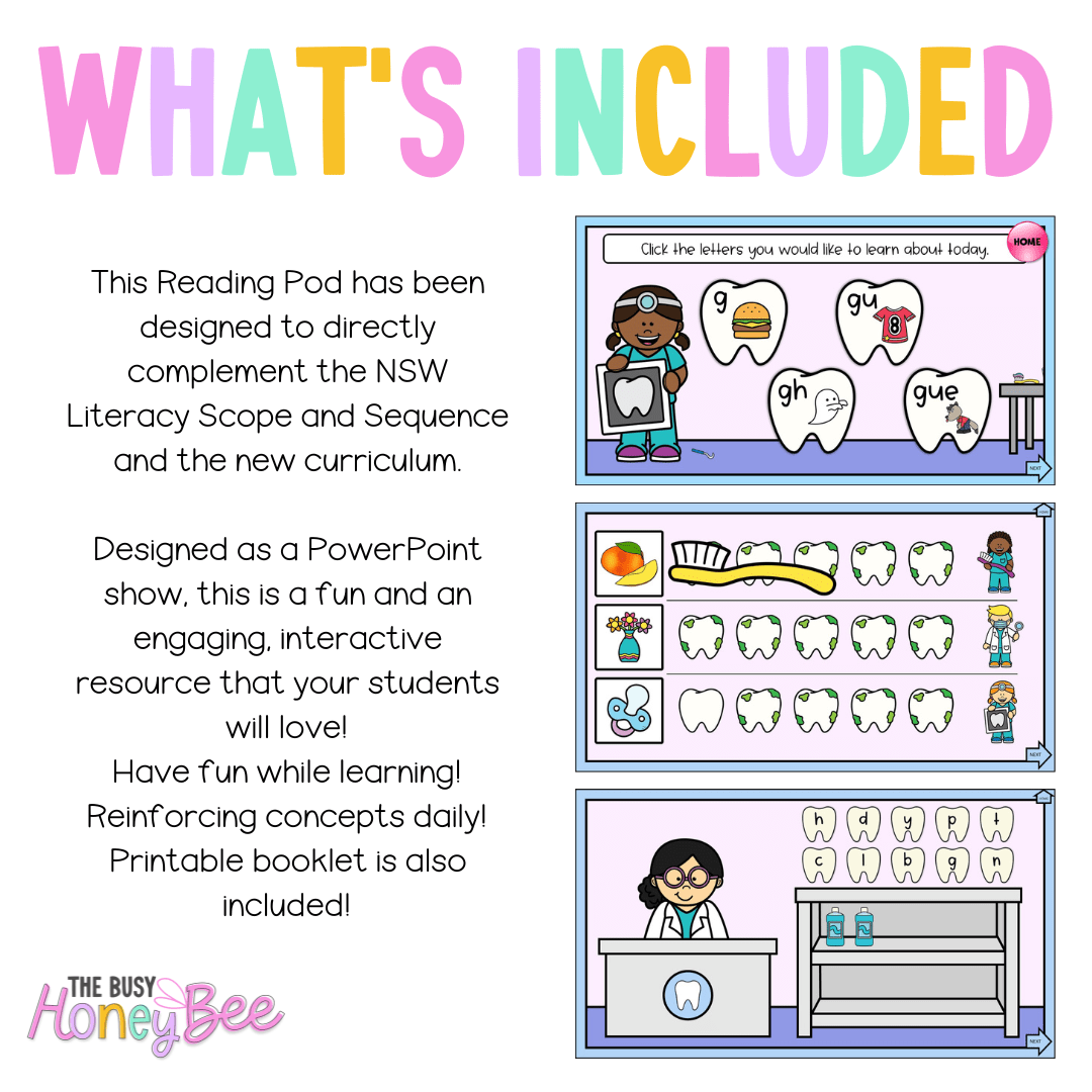 Stage 1 Year B - Year 2 Reading Pod 29 - g, gue, gh, gu - Teaching Bundle