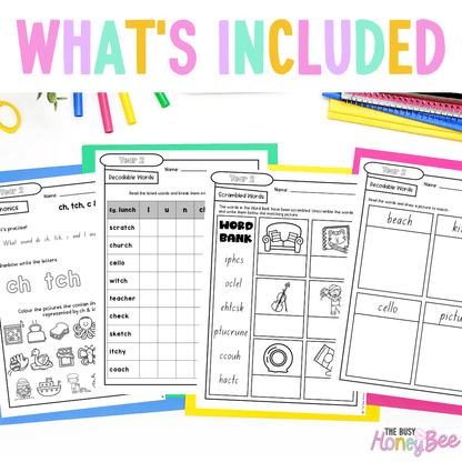 Stage 1 Year B - Year 2 Reading Pod 30 - ch, tch, c, t - Teaching Bundle