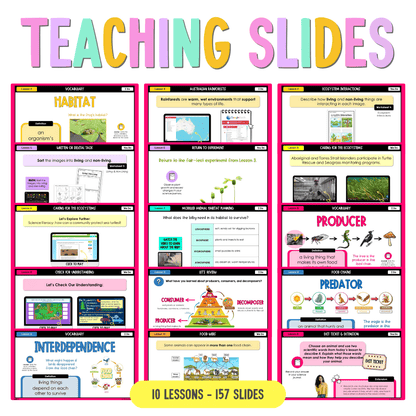 Stage 2 Australian NSW Science Unit 1 Living Things Depend on Energy and Materials to Survive Teaching Bundle - Teaching Bundle