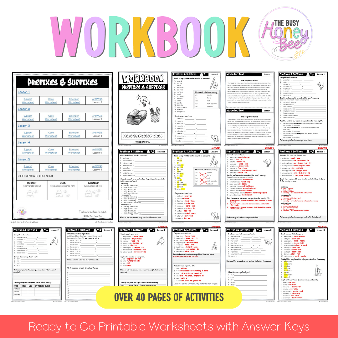 Stage 2 Year 3 English Explicit Teaching Mini Unit - Prefixes and Suffixes -