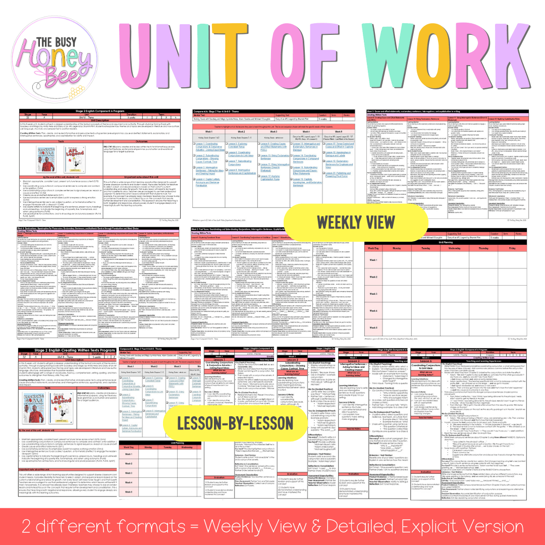 Stage 2 Year A Creating Written Texts Teaching Bundle Unit 8 - Component A - Teaching Bundle