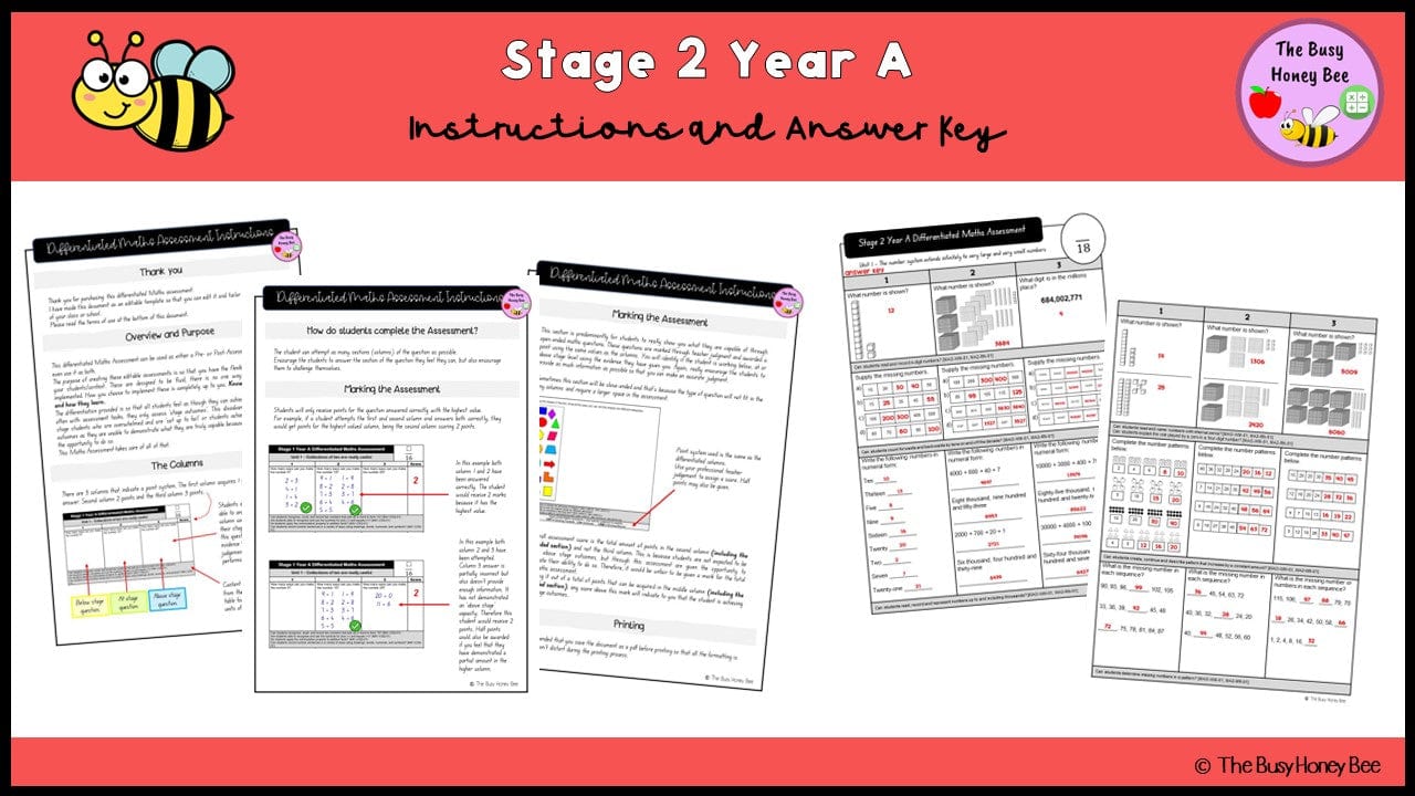 Stage 2 Year A Differentiated Maths Assessment Unit 1 - Assessment