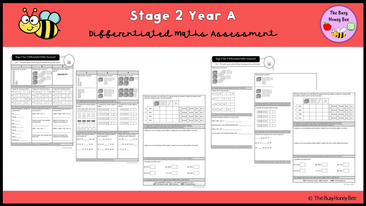 Stage 2 Year A Differentiated Maths Assessment Unit 1 - Assessment