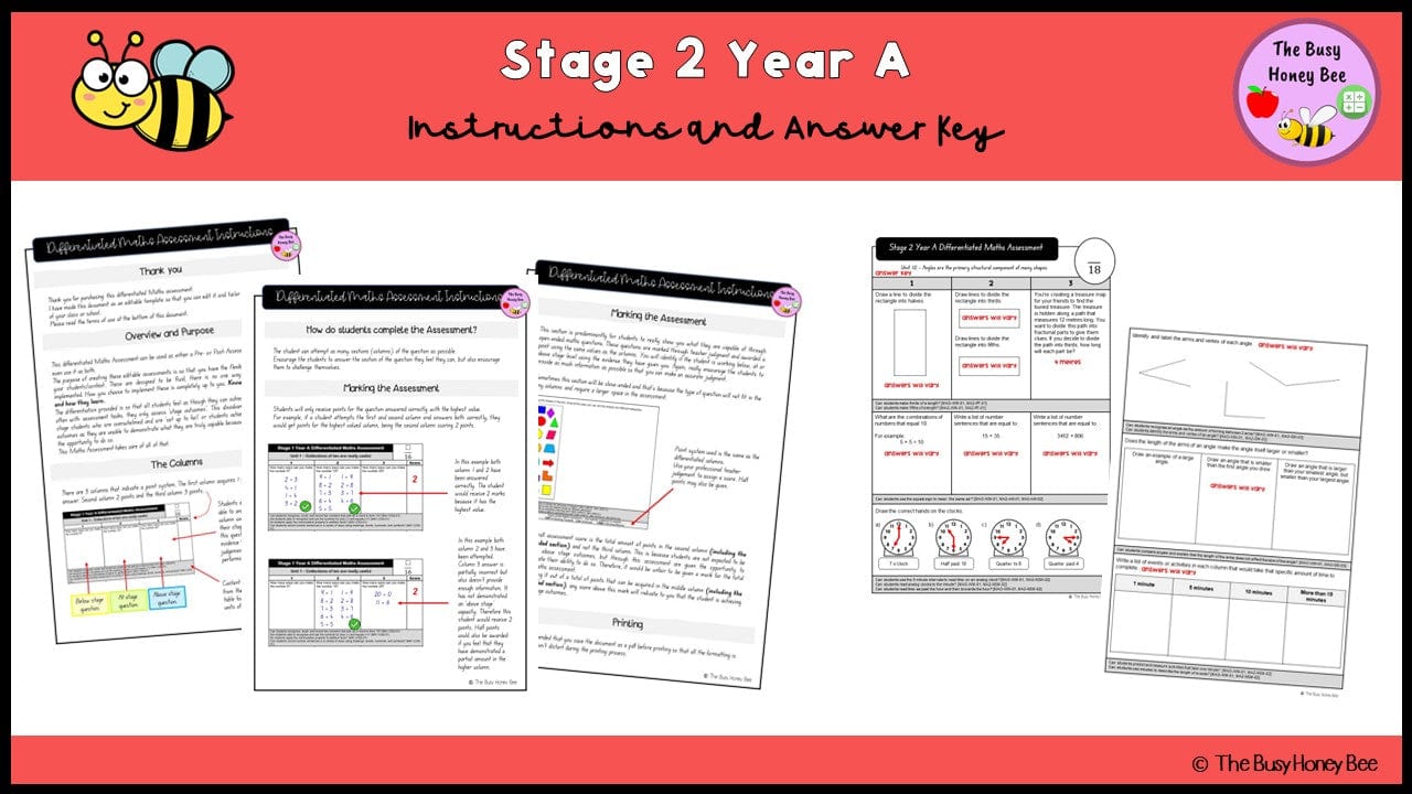 Stage 2 Year A Differentiated Maths Assessment Unit 10 - Microsoft Word Document