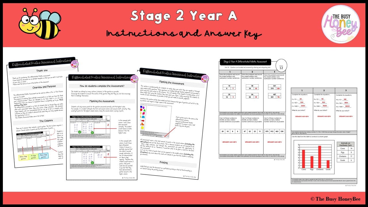 Stage 2 Year A Differentiated Maths Assessment Unit 18 - Assessment