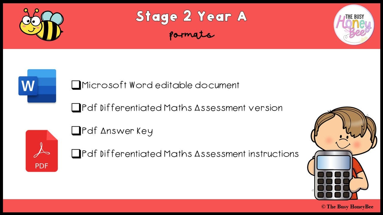 Stage 2 Year A Differentiated Maths Assessment Unit 19 - Assessment