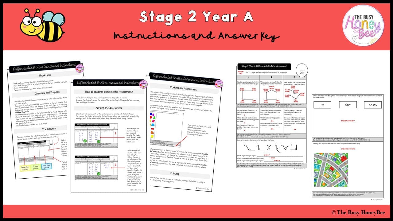 Stage 2 Year A Differentiated Maths Assessment Unit 19 - Assessment