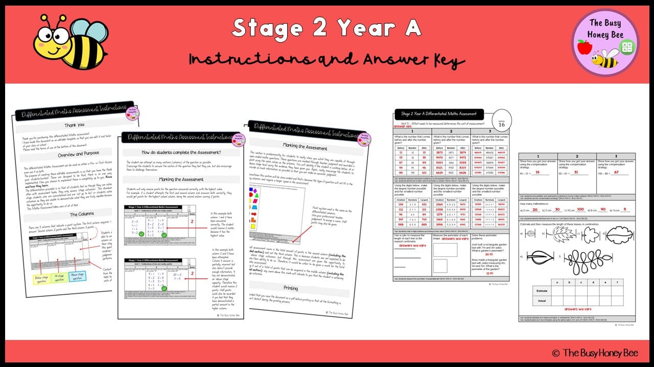 Stage 2 Year A Differentiated Maths Assessment Unit 3 - Assessment