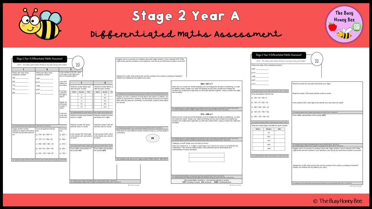 Stage 2 Year A Differentiated Maths Assessment Unit 6 - Assessment