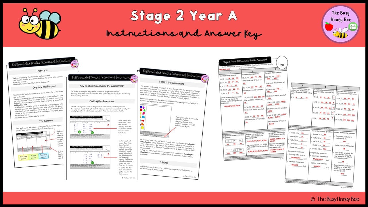Stage 2 Year A Differentiated Maths Assessment Unit 7 - Assessment