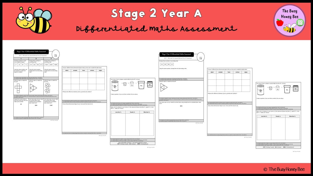Stage 2 Year A Differentiated Maths Assessment Unit 9 - Assessment