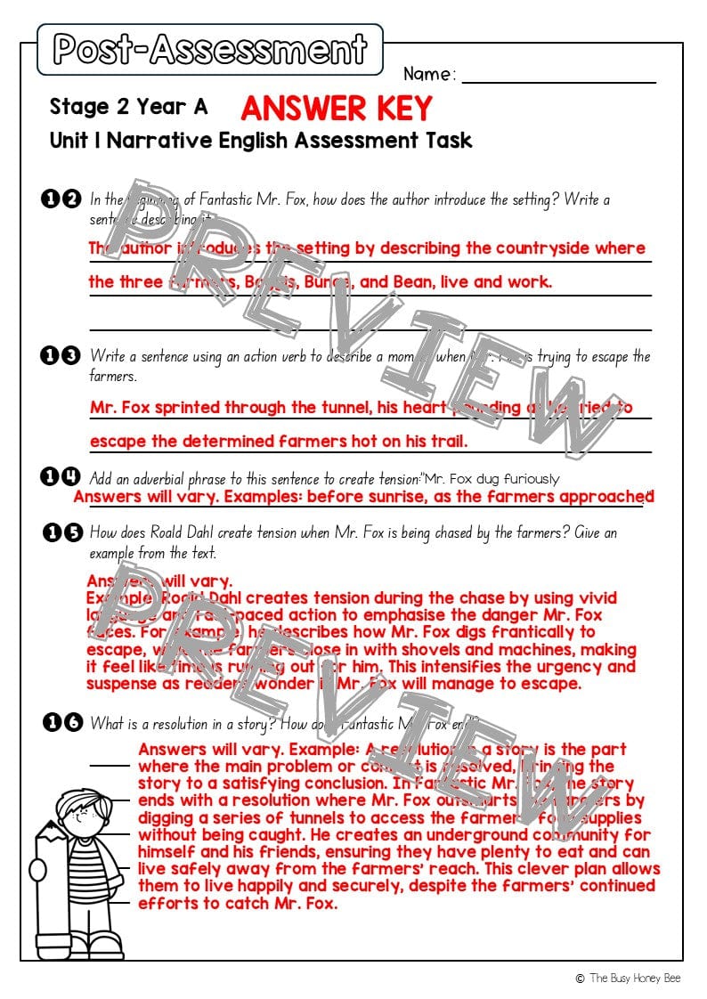 Stage 2 Year A English Pre- and Post-Assessment Unit 1 Narrative - Assessment