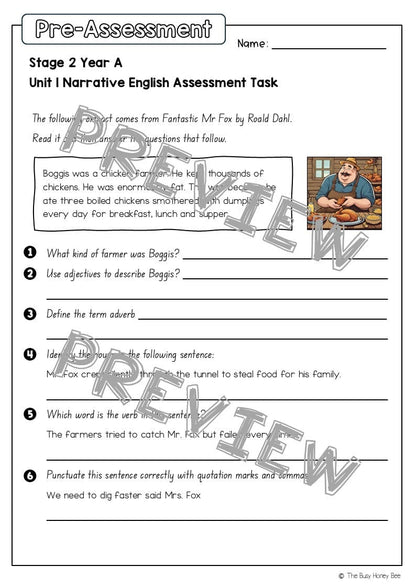 Stage 2 Year A English Pre- and Post-Assessment Unit 1 Narrative - Assessment