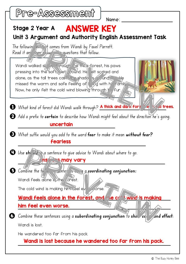 Stage 2 Year A English Pre- and Post-Assessment Unit 3 Argument and Authority - Assessment