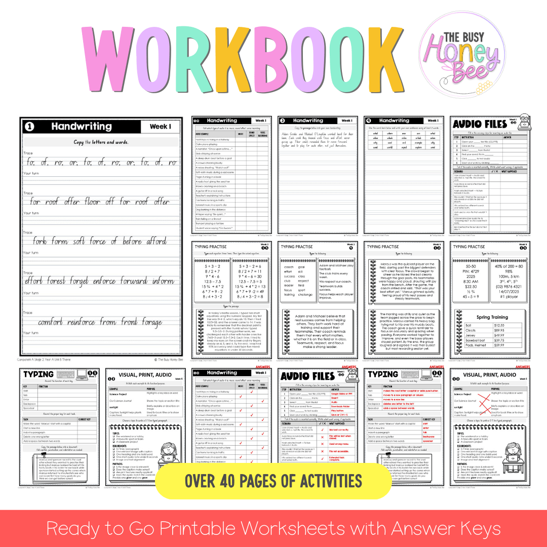 Stage 2 Year A Handwriting and Digital Transcription Teaching Bundle Unit 8 - Component A - Teaching Bundle