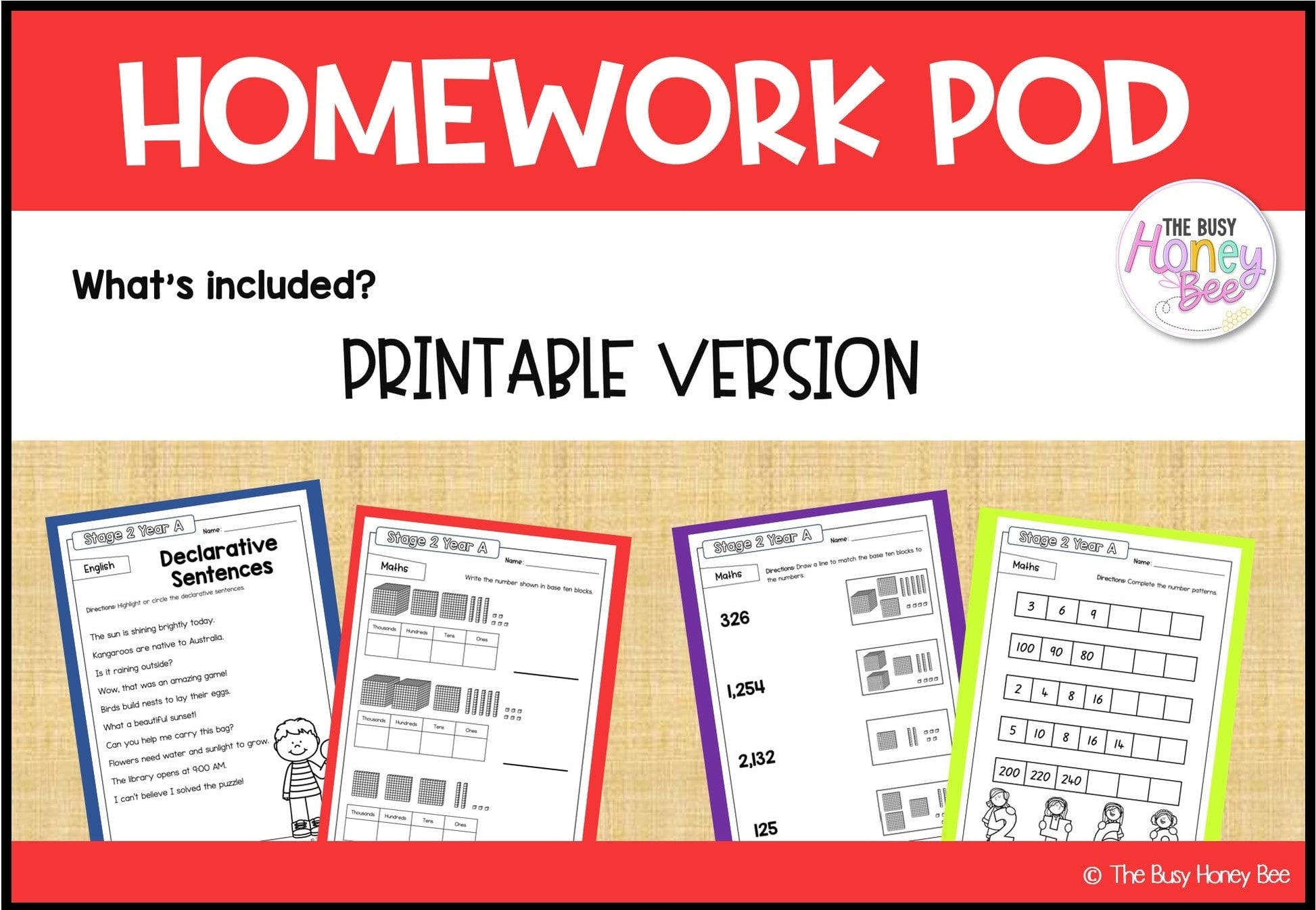 Stage 2 Year A Homework/Learning Pod 1 - Homework | Casual Teaching