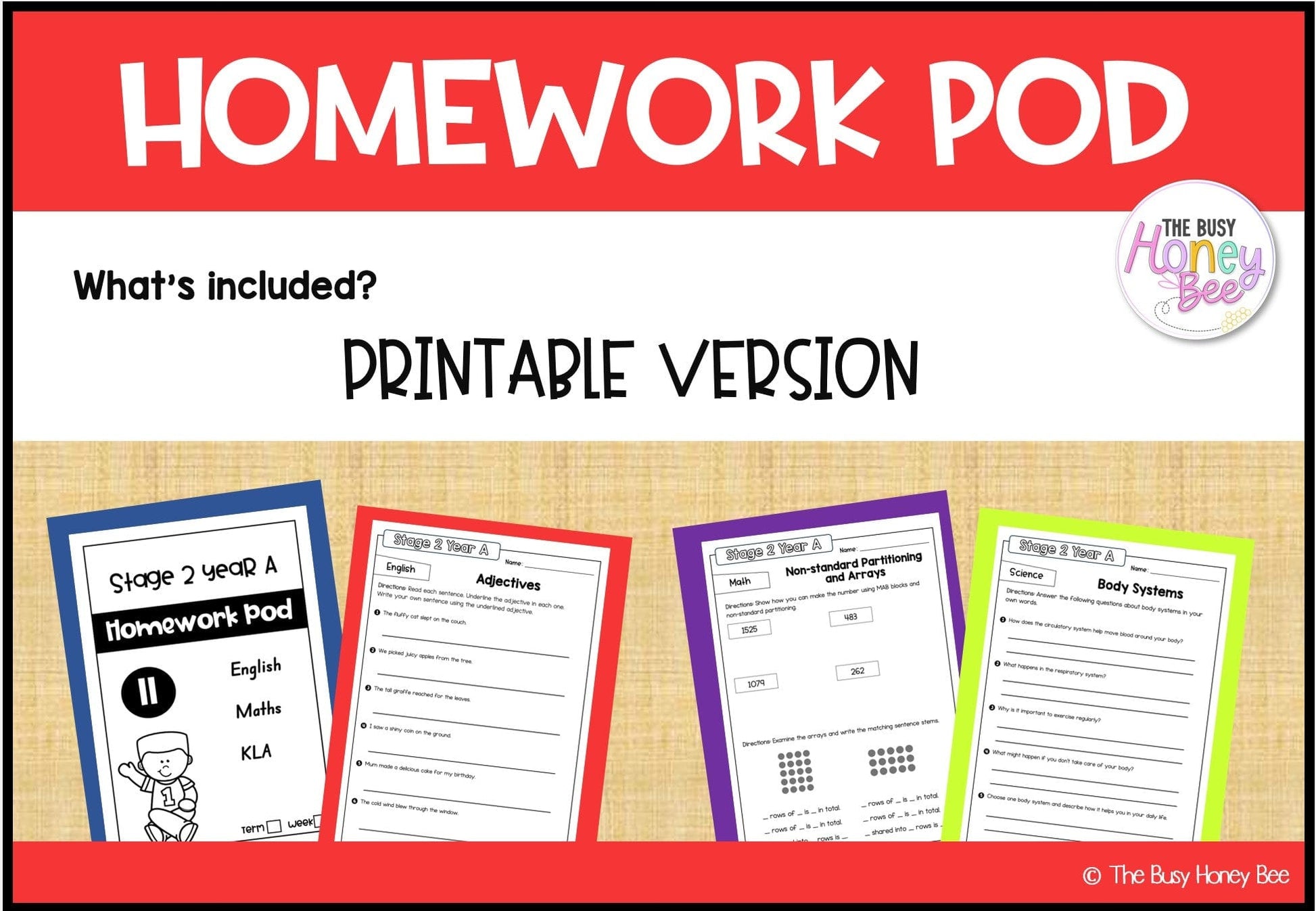 Stage 2 Year A Homework/Learning Pod 11 - Homework | Casual Teaching