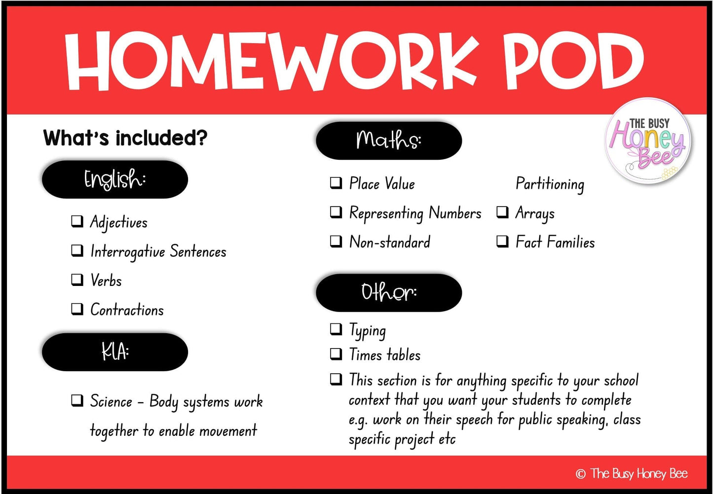 Stage 2 Year A Homework/Learning Pod 11 - Homework | Casual Teaching