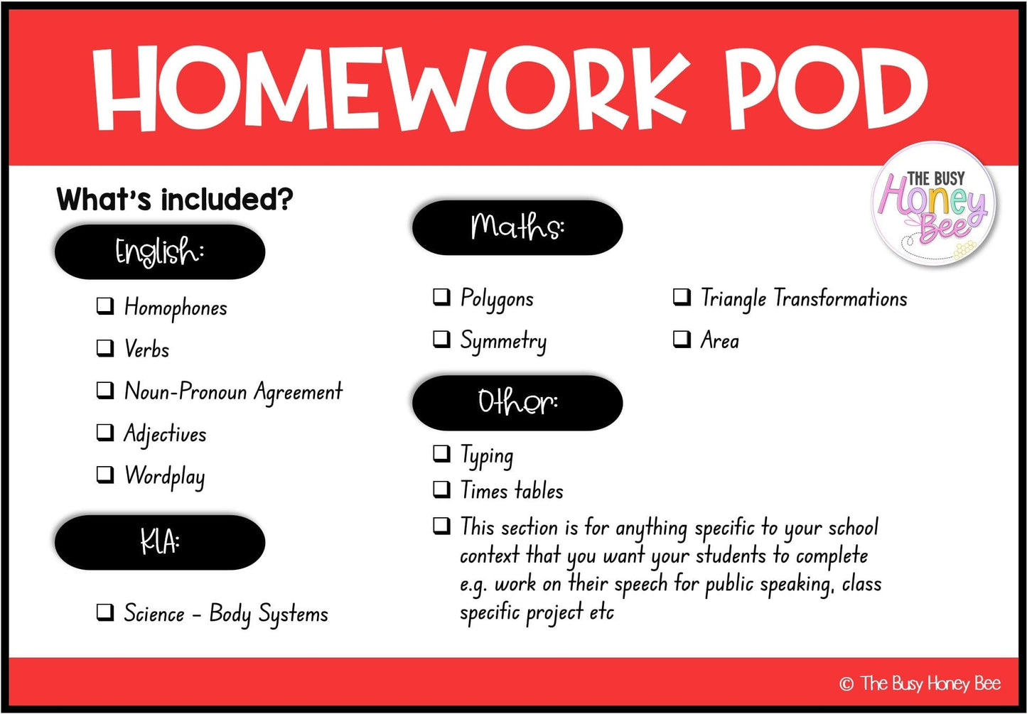 Stage 2 Year A Homework/Learning Pod 12 - Homework | Casual Teaching