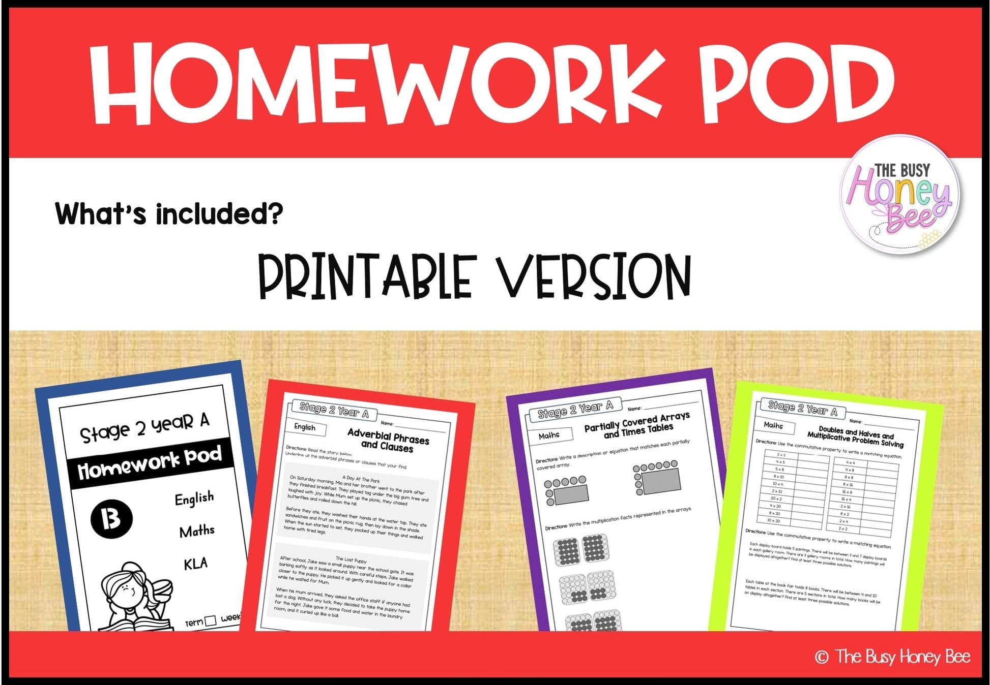 Stage 2 Year A Homework/Learning Pod 13 - Homework | Casual Teaching
