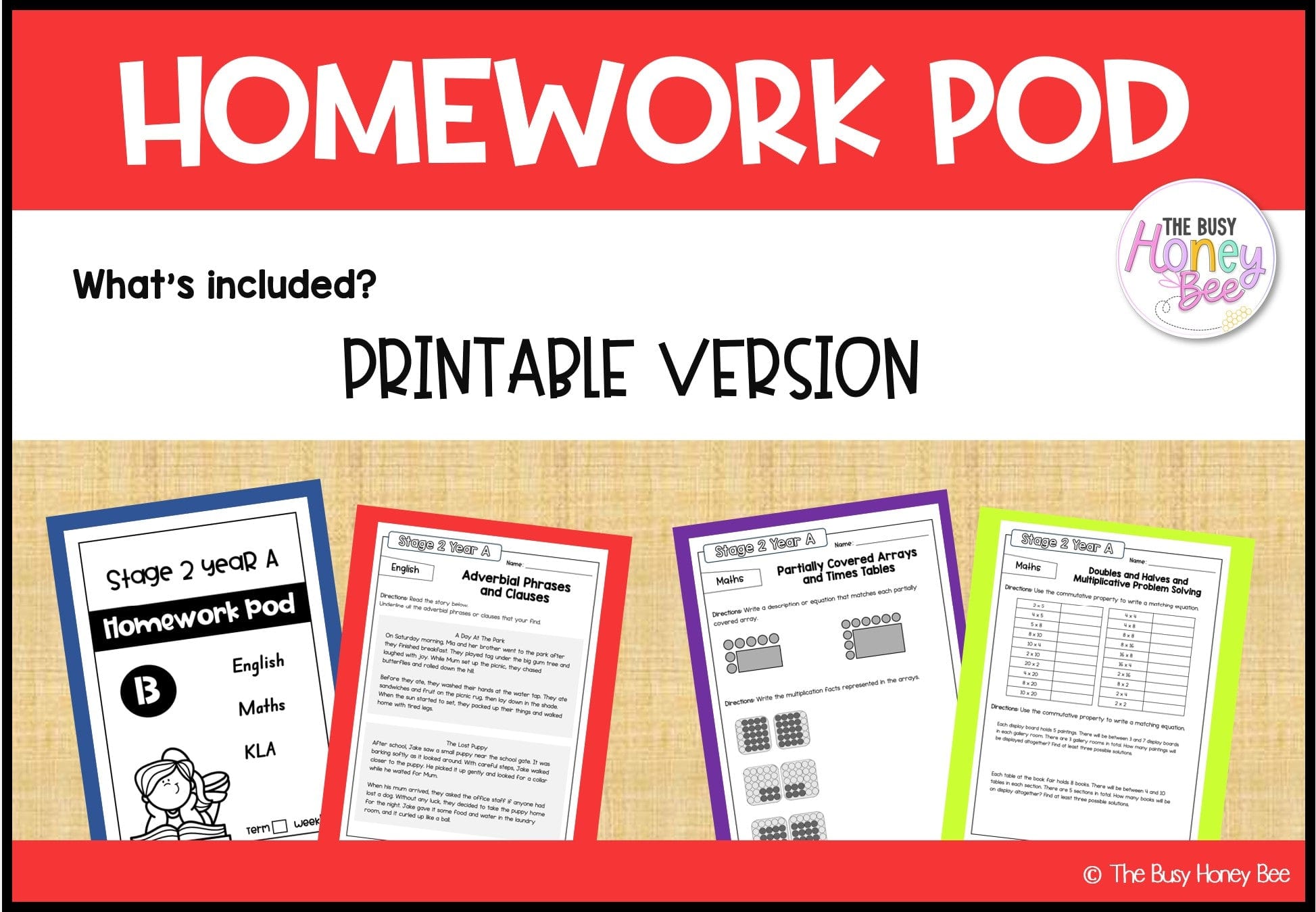 Stage 2 Year A Homework/Learning Pod 13 - Homework | Casual Teaching