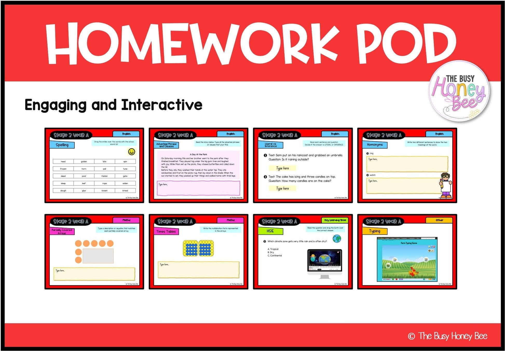 Stage 2 Year A Homework/Learning Pod 13 - Homework | Casual Teaching