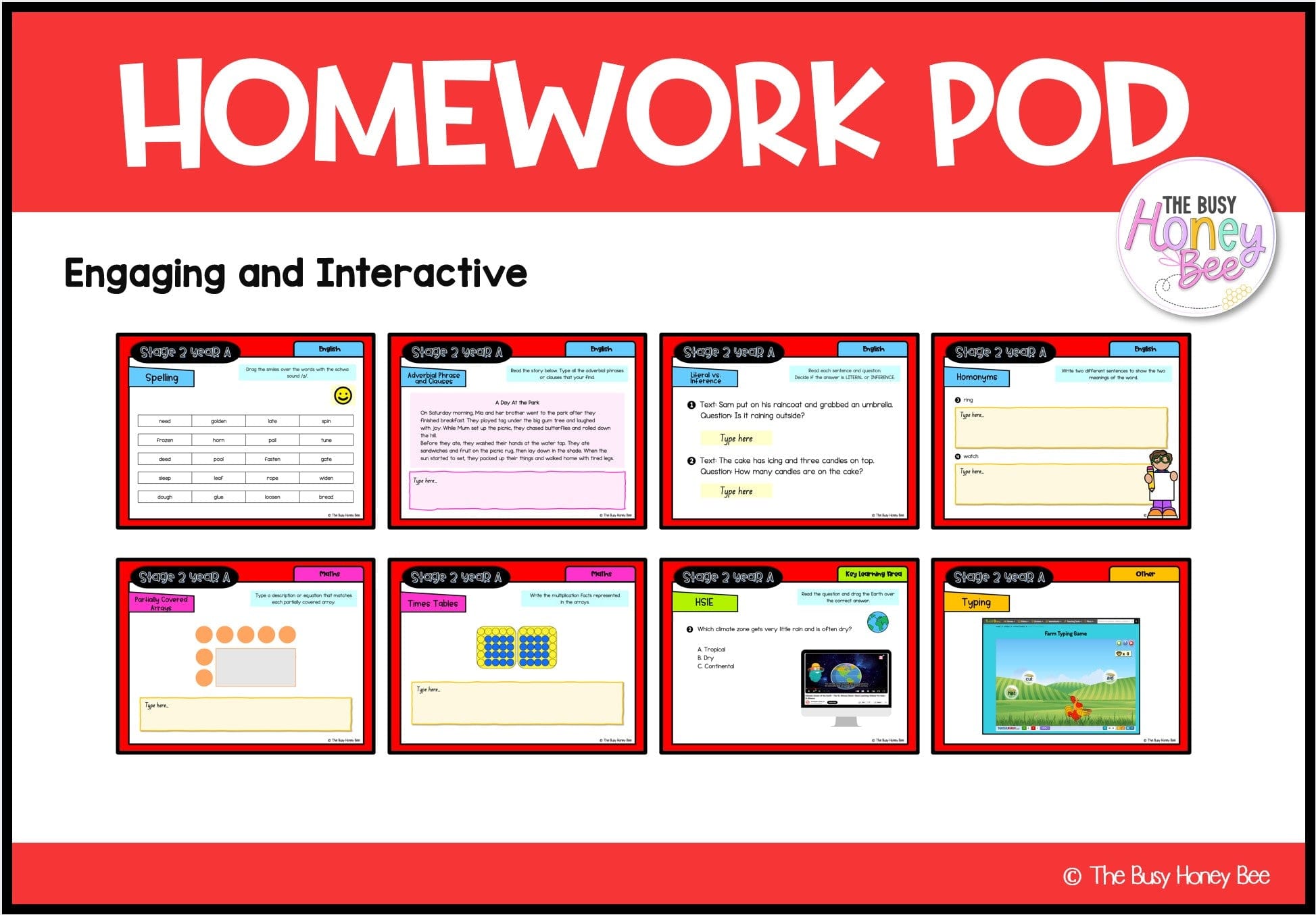 Stage 2 Year A Homework/Learning Pod 13 - Homework | Casual Teaching