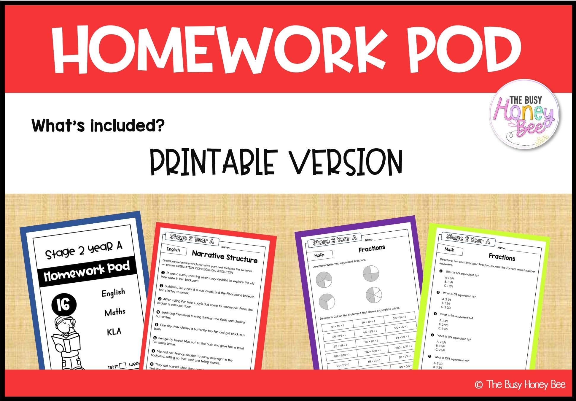 Stage 2 Year A Homework/Learning Pod 16 - Homework | Casual Teaching
