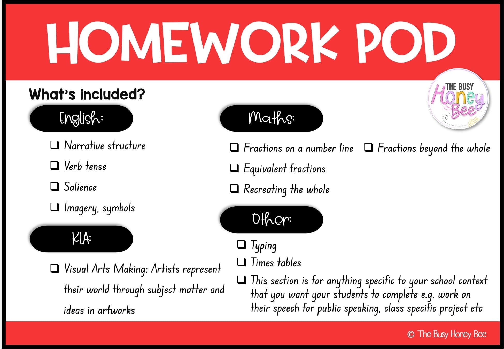 Stage 2 Year A Homework/Learning Pod 16 - Homework | Casual Teaching