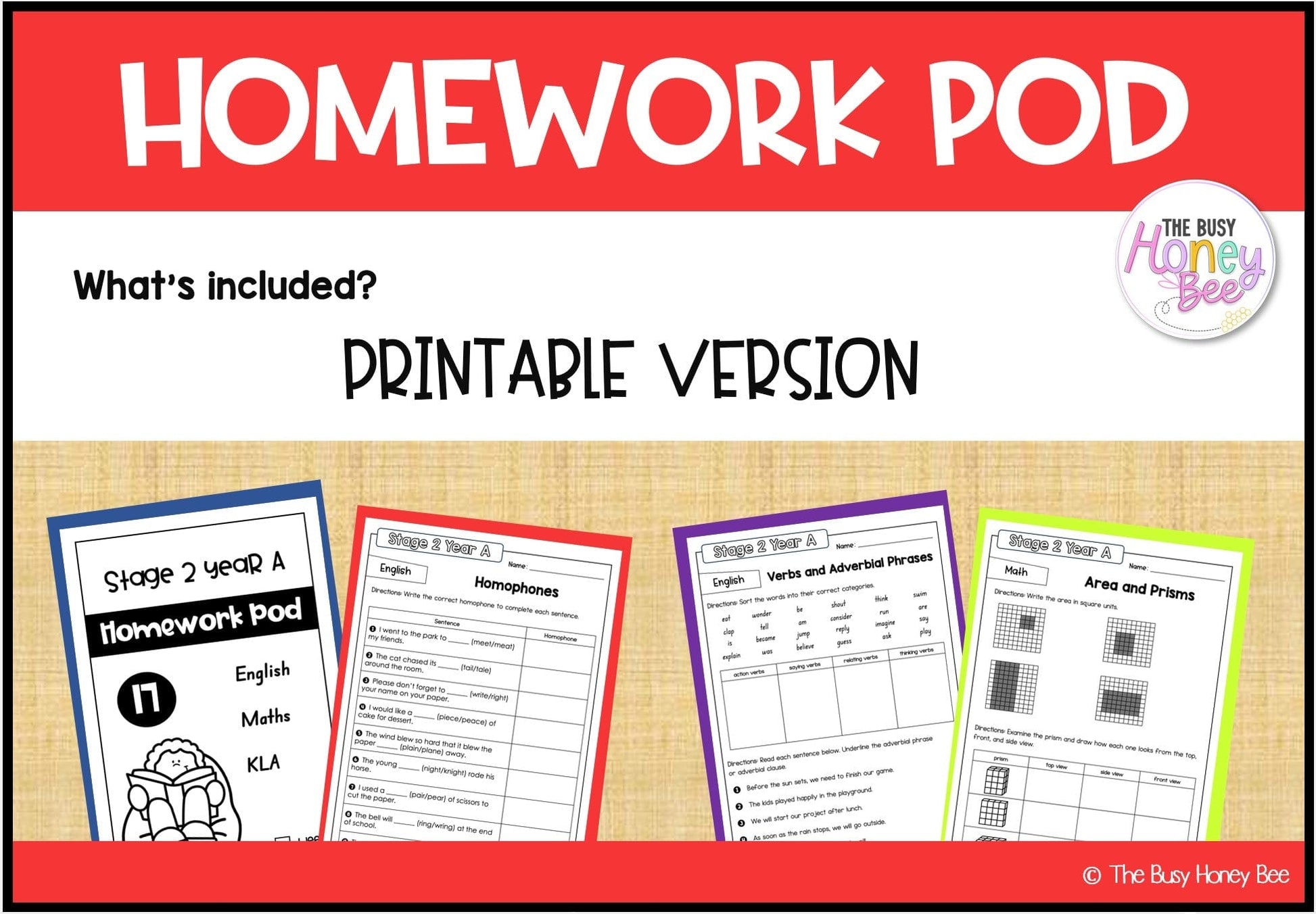 Stage 2 Year A Homework/Learning Pod 17 - Homework | Casual Teaching