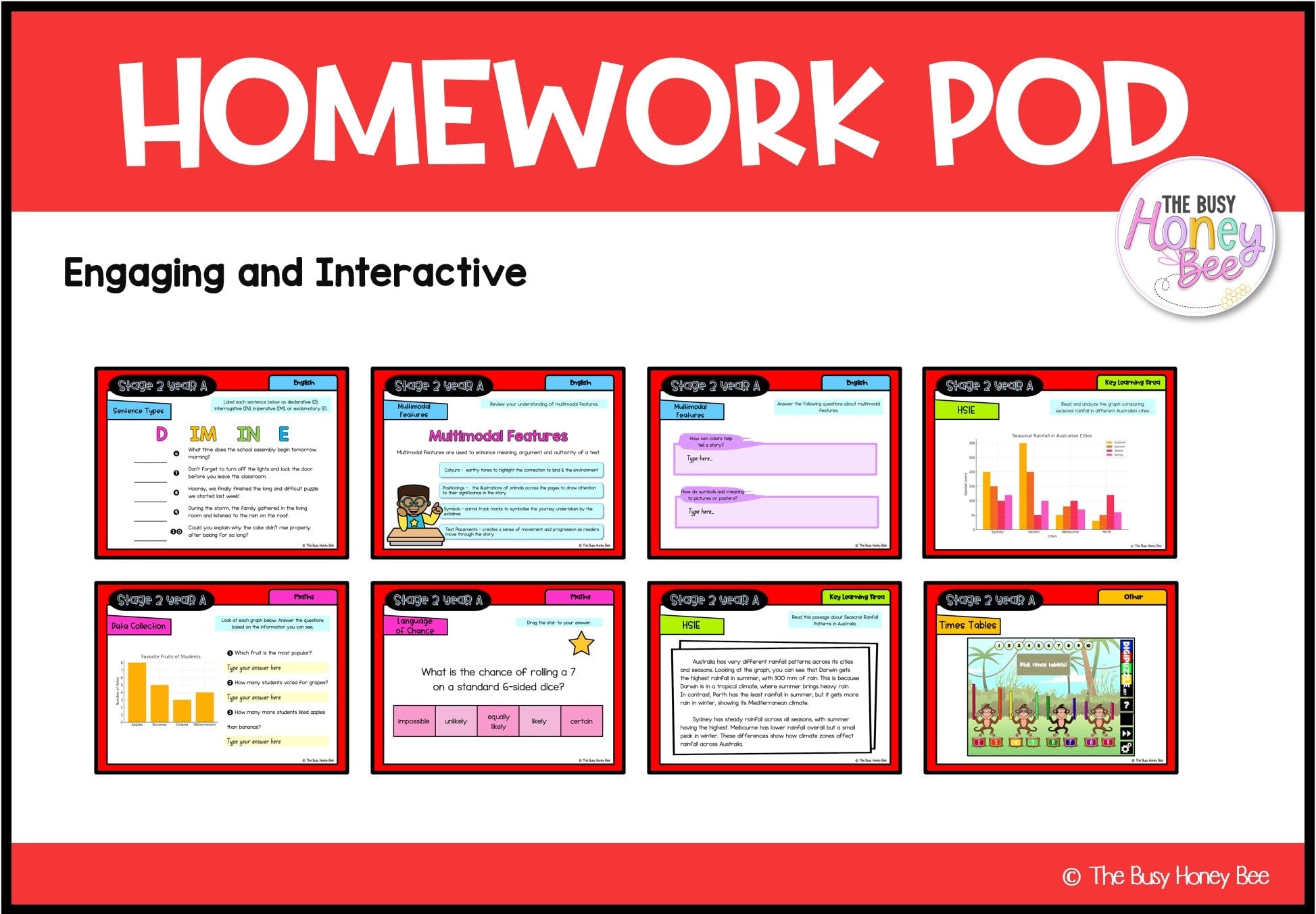 Stage 2 Year A Homework/Learning Pod 18 - Homework | Casual Teaching
