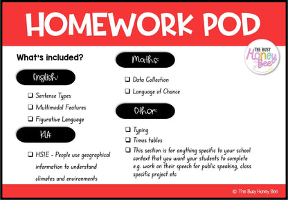 Stage 2 Year A Homework/Learning Pod 18 - Homework | Casual Teaching