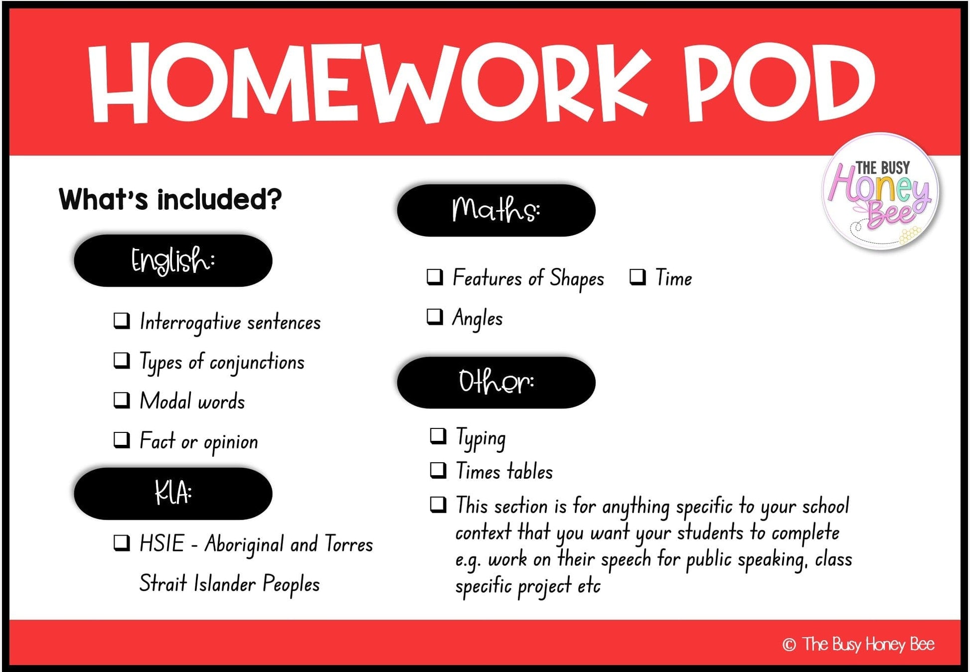 Stage 2 Year A Homework/Learning Pod 19 - Homework | Casual Teaching