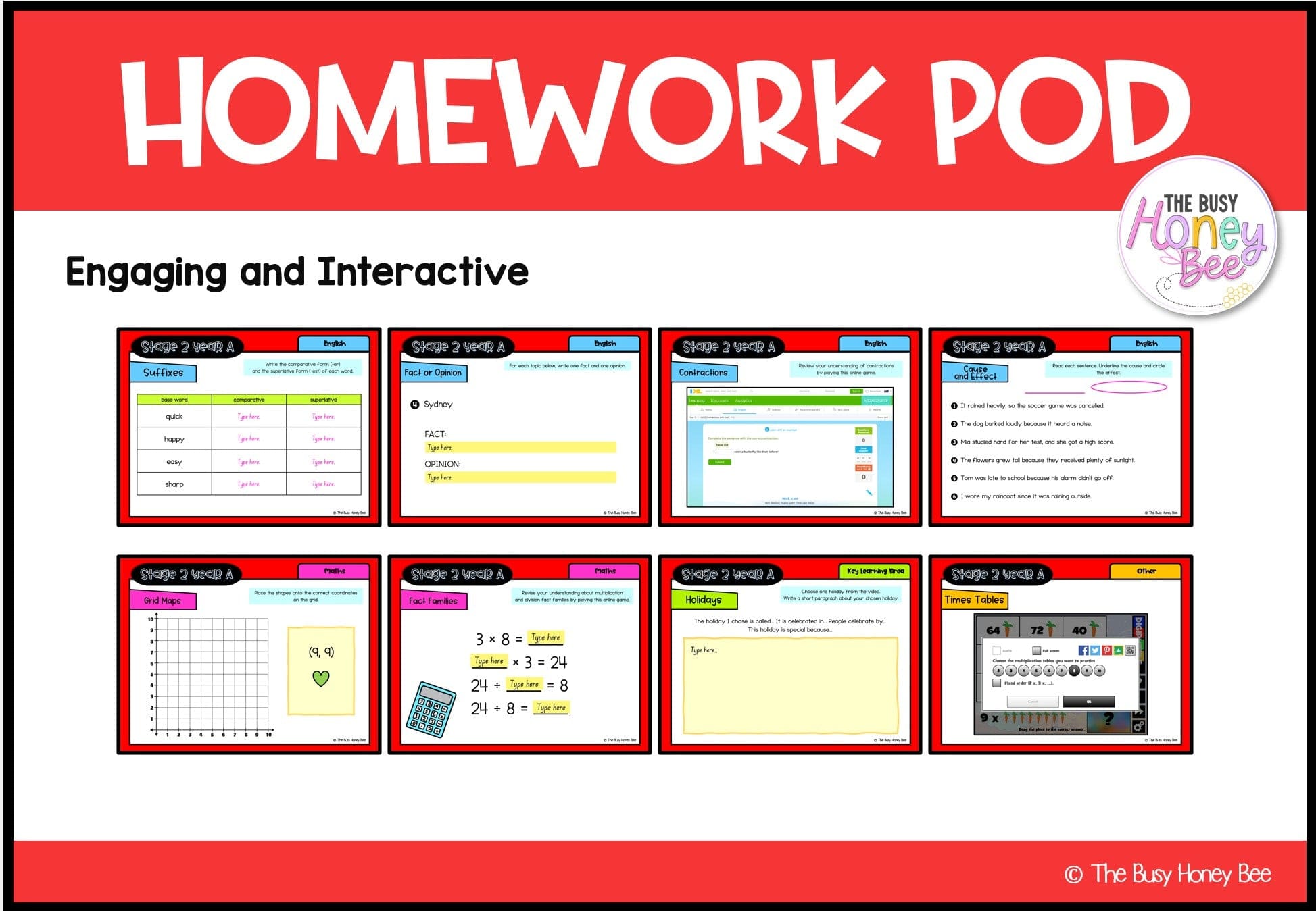 Stage 2 Year A Homework/Learning Pod 20 - Homework | Casual Teaching