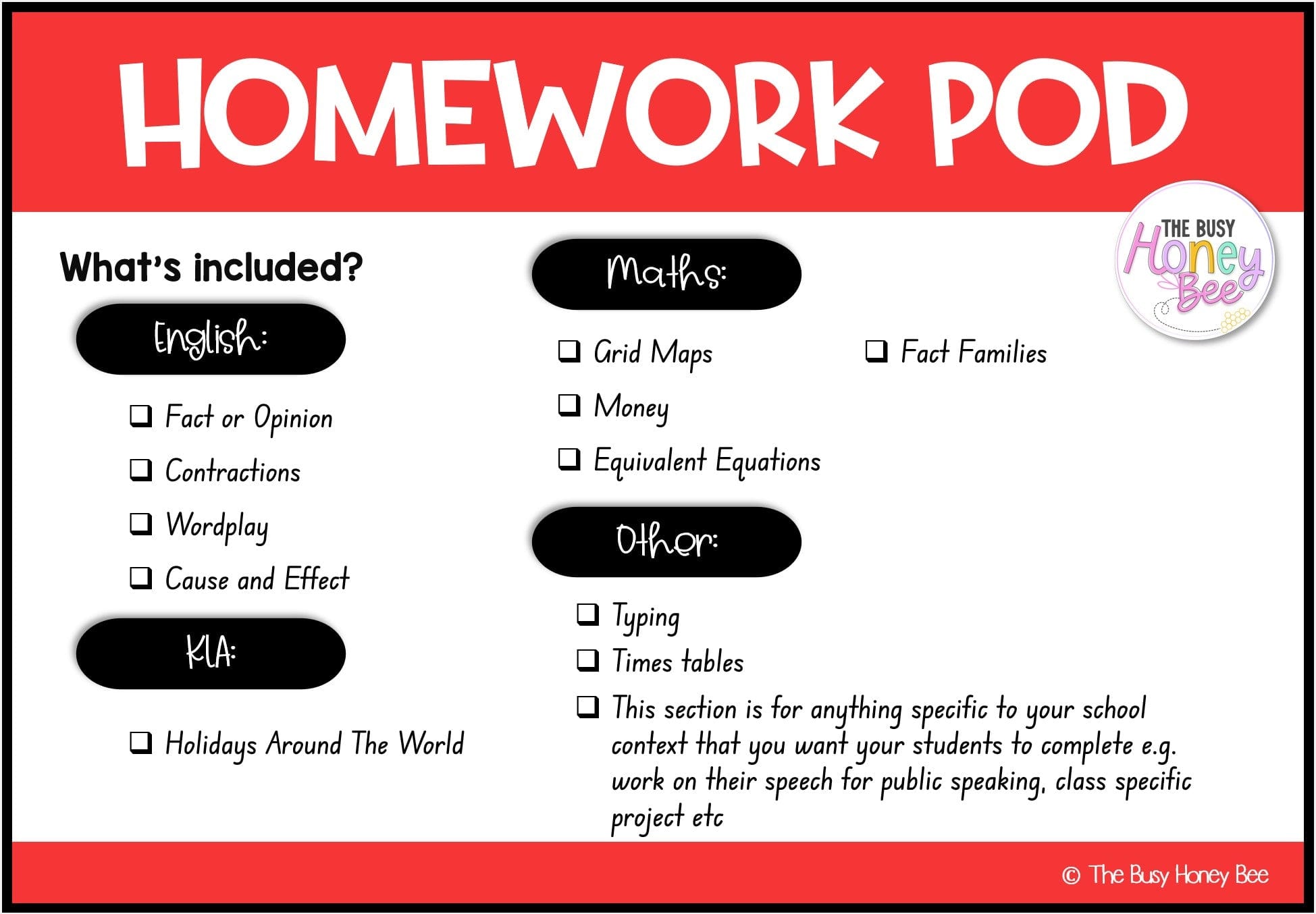 Stage 2 Year A Homework/Learning Pod 20 - Homework | Casual Teaching