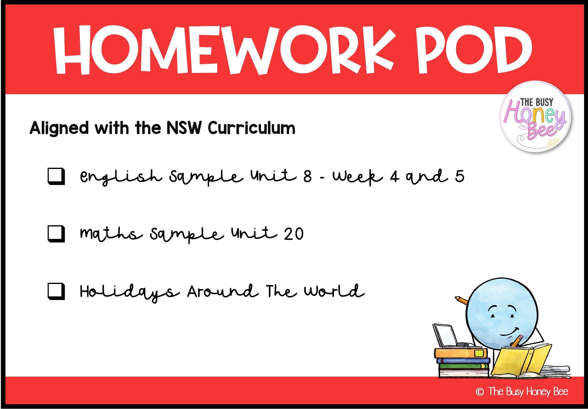 Stage 2 Year A Homework/Learning Pod 20 - Homework | Casual Teaching